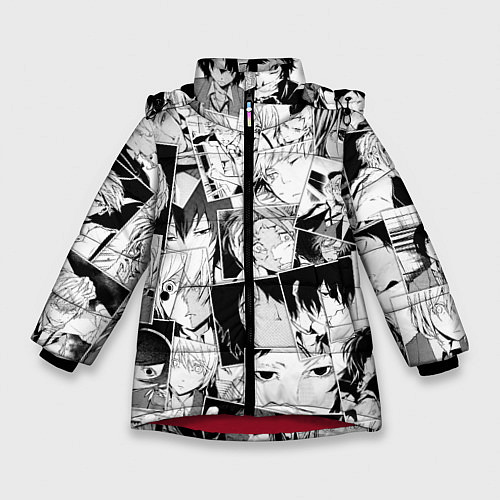 Зимняя куртка для девочки Bungo Stray Dogs pattern / 3D-Красный – фото 1