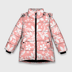 Зимняя куртка для девочки Белый цветочный узор
