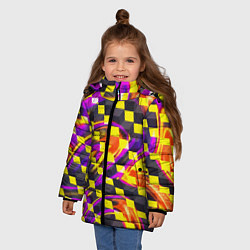 Куртка зимняя для девочки Черно-желтые кубы, цвет: 3D-черный — фото 2