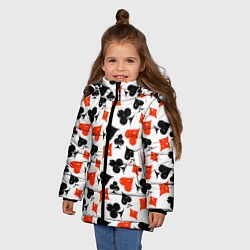 Куртка зимняя для девочки Пика, Черва, Крестя, Бубна, цвет: 3D-черный — фото 2