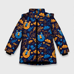Куртка зимняя для девочки Тигры в зарослях, цвет: 3D-черный