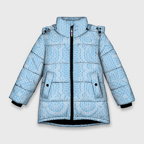Зимняя куртка для девочки Вязаный светлый узор, абстракция Нежный голубой цв / 3D-Черный – фото 1