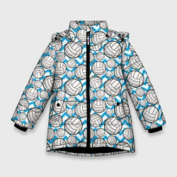 Куртка зимняя для девочки Мячи Волейбольные, цвет: 3D-черный