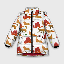 Куртка зимняя для девочки Cats cats cats, цвет: 3D-красный