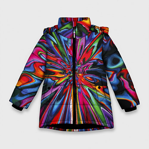 Зимняя куртка для девочки Color pattern Impressionism / 3D-Черный – фото 1