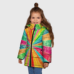 Куртка зимняя для девочки Геометрический паттерн Retro, цвет: 3D-светло-серый — фото 2