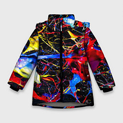 Куртка зимняя для девочки Импрессионизм Vanguard neon pattern, цвет: 3D-светло-серый