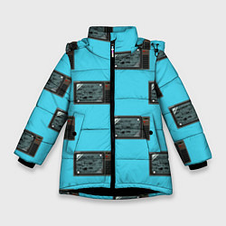 Куртка зимняя для девочки ВИНТАЖНЫЕ ТЕЛЕВИЗОРЫ, цвет: 3D-черный