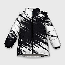 Куртка зимняя для девочки БЕЛАЯ КРАСКА БРЫЗГИ, цвет: 3D-светло-серый