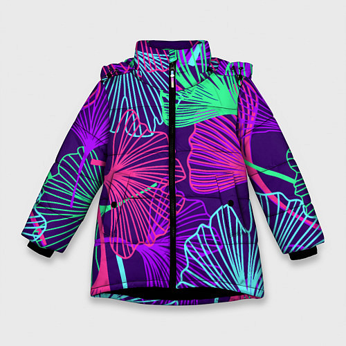 Зимняя куртка для девочки Neon color pattern Fashion 2023 / 3D-Черный – фото 1