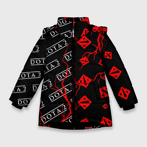 Зимняя куртка для девочки DOTA 2 Молнии Паттерны / 3D-Черный – фото 1