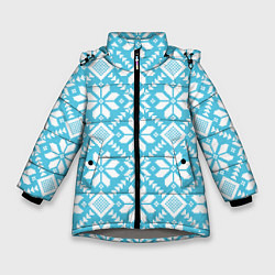 Куртка зимняя для девочки Узоры народные, цвет: 3D-светло-серый