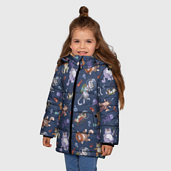 Куртка зимняя для девочки Морские Котики: Цветное, цвет: 3D-черный — фото 2