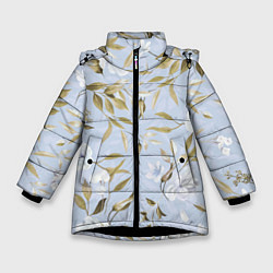 Зимняя куртка для девочки Цветы Золотые Листья