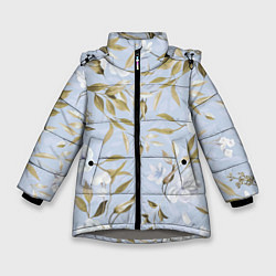 Зимняя куртка для девочки Цветы Золотые Листья