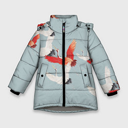 Куртка зимняя для девочки Стая журавлей, цвет: 3D-светло-серый