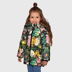 Куртка зимняя для девочки Паттерн из летних цветов Summer Flowers Pattern, цвет: 3D-черный — фото 2