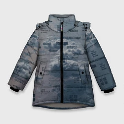 Куртка зимняя для девочки BTS Дискография, цвет: 3D-светло-серый