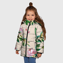 Куртка зимняя для девочки Цветы Летние, цвет: 3D-черный — фото 2