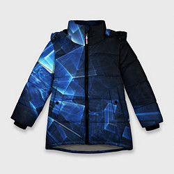 Куртка зимняя для девочки Трехмерные кубы, цвет: 3D-светло-серый