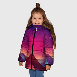 Куртка зимняя для девочки Горы Космос Neon Психоделика, цвет: 3D-красный — фото 2