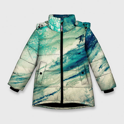 Зимняя куртка для девочки Лазурная волна / 3D-Черный – фото 1