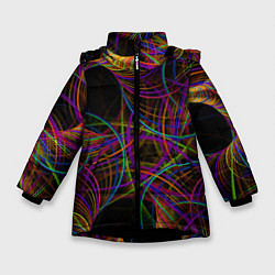 Куртка зимняя для девочки Deep black space and wormholes, цвет: 3D-черный