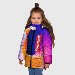 Куртка зимняя для девочки Цветная волна Summer, цвет: 3D-красный — фото 2