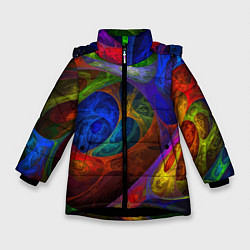 Куртка зимняя для девочки Абстрактная мультивселенная паттерн Abstraction, цвет: 3D-черный