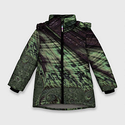 Куртка зимняя для девочки Камуфляжный змеиный фрактал, цвет: 3D-светло-серый