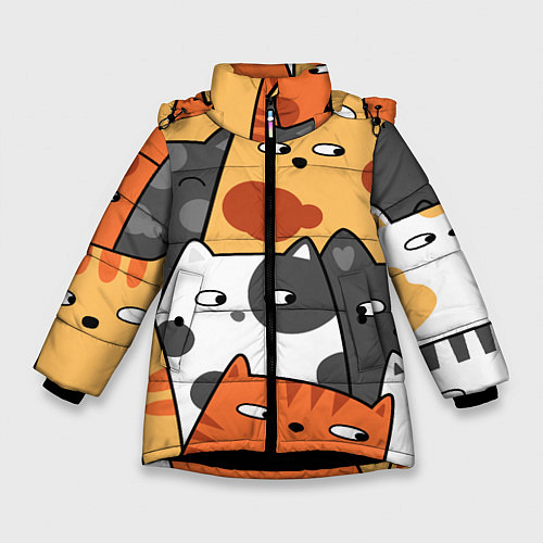 Зимняя куртка для девочки ТЕКСТУРНЫЕ КОТИКИ TEXTURED SEALS / 3D-Черный – фото 1