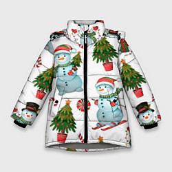 Куртка зимняя для девочки НОВОГОДНИЕ ПЕРСОНАЖИ NEW YEARS CHARACTERS, цвет: 3D-светло-серый