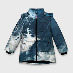 Куртка зимняя для девочки Texture of dark waves, цвет: 3D-черный