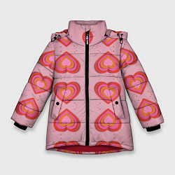 Куртка зимняя для девочки Сердечки перевернутые, цвет: 3D-красный