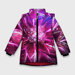 Куртка зимняя для девочки Неоновый Цветок Neon Flower, цвет: 3D-красный