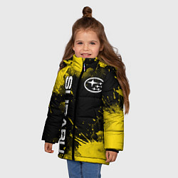 Куртка зимняя для девочки СУБАРУ - SUBARU Желтые пятна, цвет: 3D-черный — фото 2