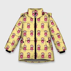Куртка зимняя для девочки Обезьянка на грибе, цвет: 3D-светло-серый