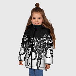 Куртка зимняя для девочки В щупальцах осьминога, цвет: 3D-черный — фото 2