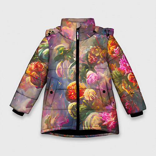 Зимняя куртка для девочки Цветущий сад / 3D-Черный – фото 1