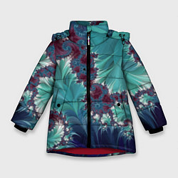Зимняя куртка для девочки Фрактальный растительный паттерн Fractal Plant Pat