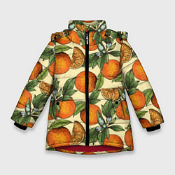 Куртка зимняя для девочки Узор Апельсиновое настроение, цвет: 3D-красный