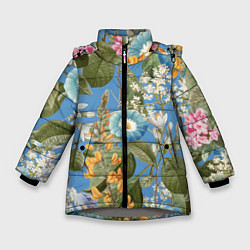 Куртка зимняя для девочки Цветы Радужный Сад, цвет: 3D-светло-серый