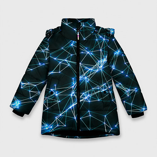 Зимняя куртка для девочки Нейронная сеть - фон / 3D-Черный – фото 1
