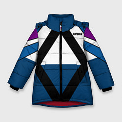 Зимняя куртка для девочки Геометрический молодежный узор с надписью Спорт
