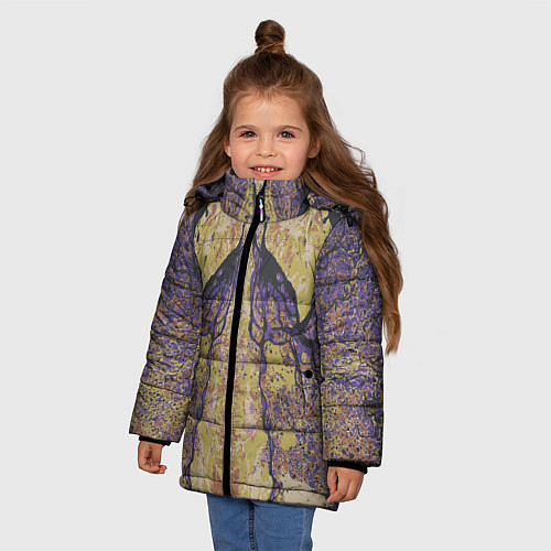 Зимняя куртка для девочки Абстрактный цветой графический узор abstract color / 3D-Светло-серый – фото 3