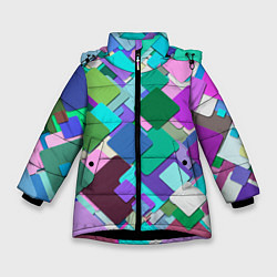 Куртка зимняя для девочки MULTICOLORED SQUARES, цвет: 3D-черный