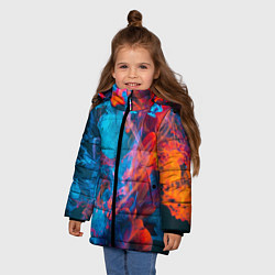 Куртка зимняя для девочки Красный и синий абстрактный дым, цвет: 3D-светло-серый — фото 2