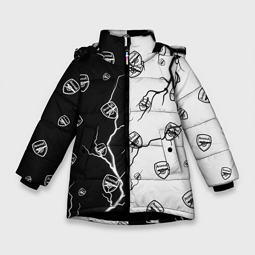 Зимняя куртка для девочки АРСЕНАЛ - Молнии Паттерн / 3D-Черный – фото 1