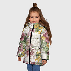 Куртка зимняя для девочки Цветы Летний Свадебный Букет, цвет: 3D-светло-серый — фото 2