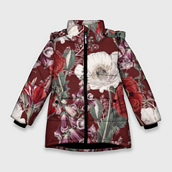 Зимняя куртка для девочки Цветы Красного Мака